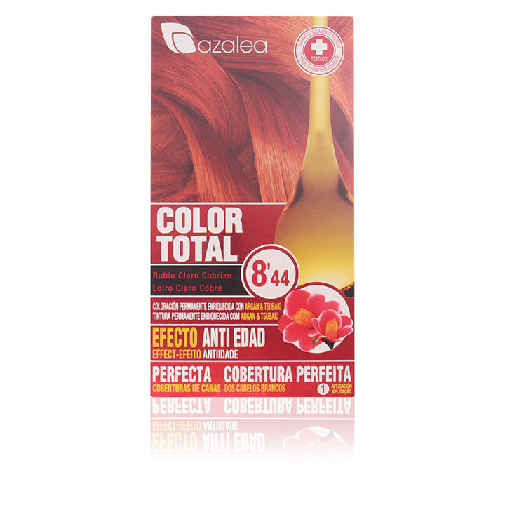 Tube of copper‑blonde permanent cream hair colour with argan and camellia oils