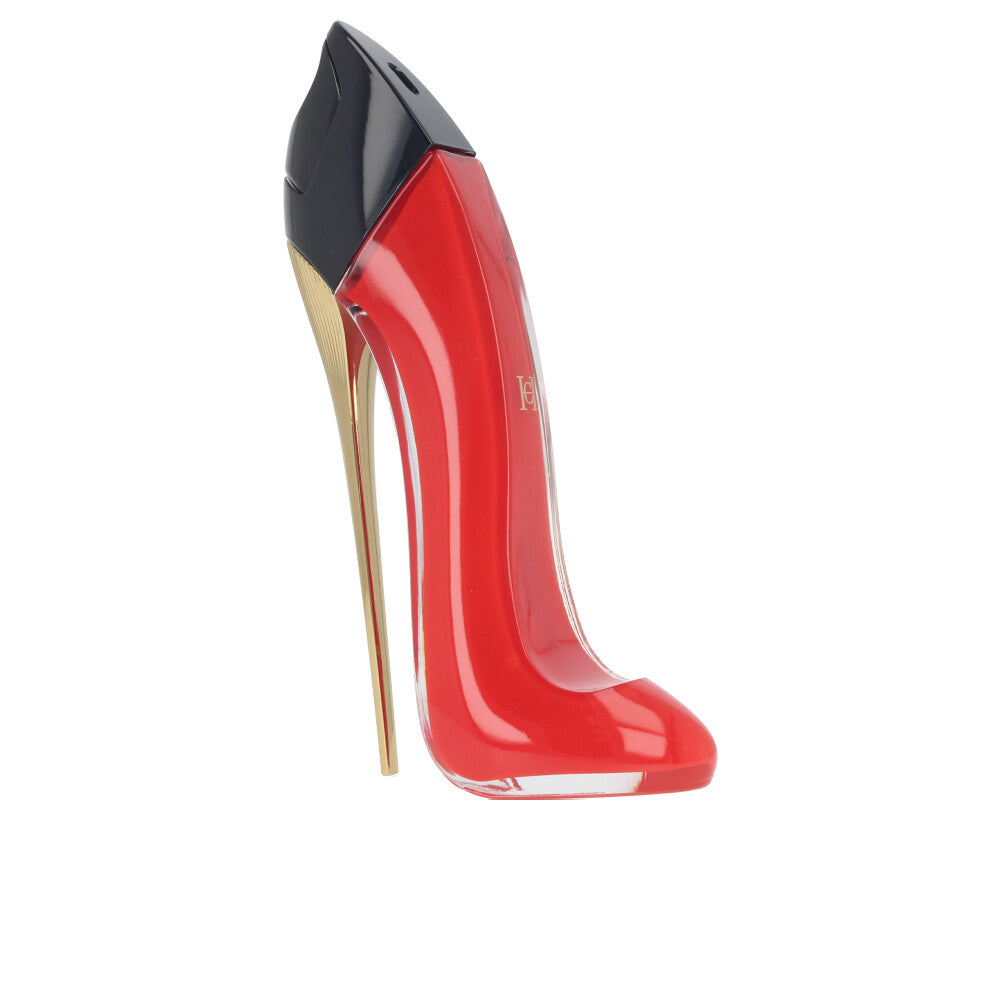 50 ml stiletto perfume bottle with lacquered red interior, floral‑oriental fragrance