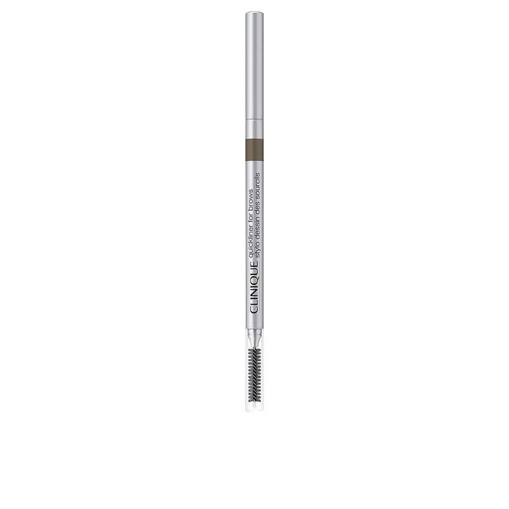 Slim twist-up eyebrow pencil in deep shade, ultra-fine tip visible