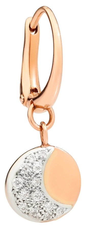 Rose gold and silver drop earrings with pavé crystal circular charms on hinged hoops