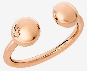 Rose gold open ring with polished finish, minimalist open gap, shown on neutral background