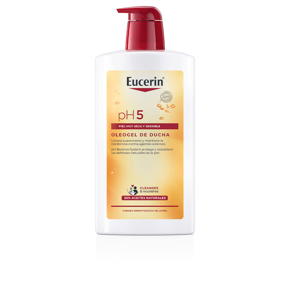 1,000 ml soap-free PH5 shower oil gel in clear bottle for dry, sensitive skin