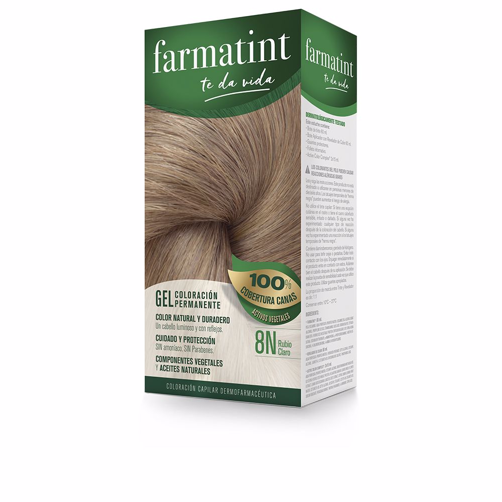 Tube and developer bottle of light blonde gel hair colour with post‑colour balm