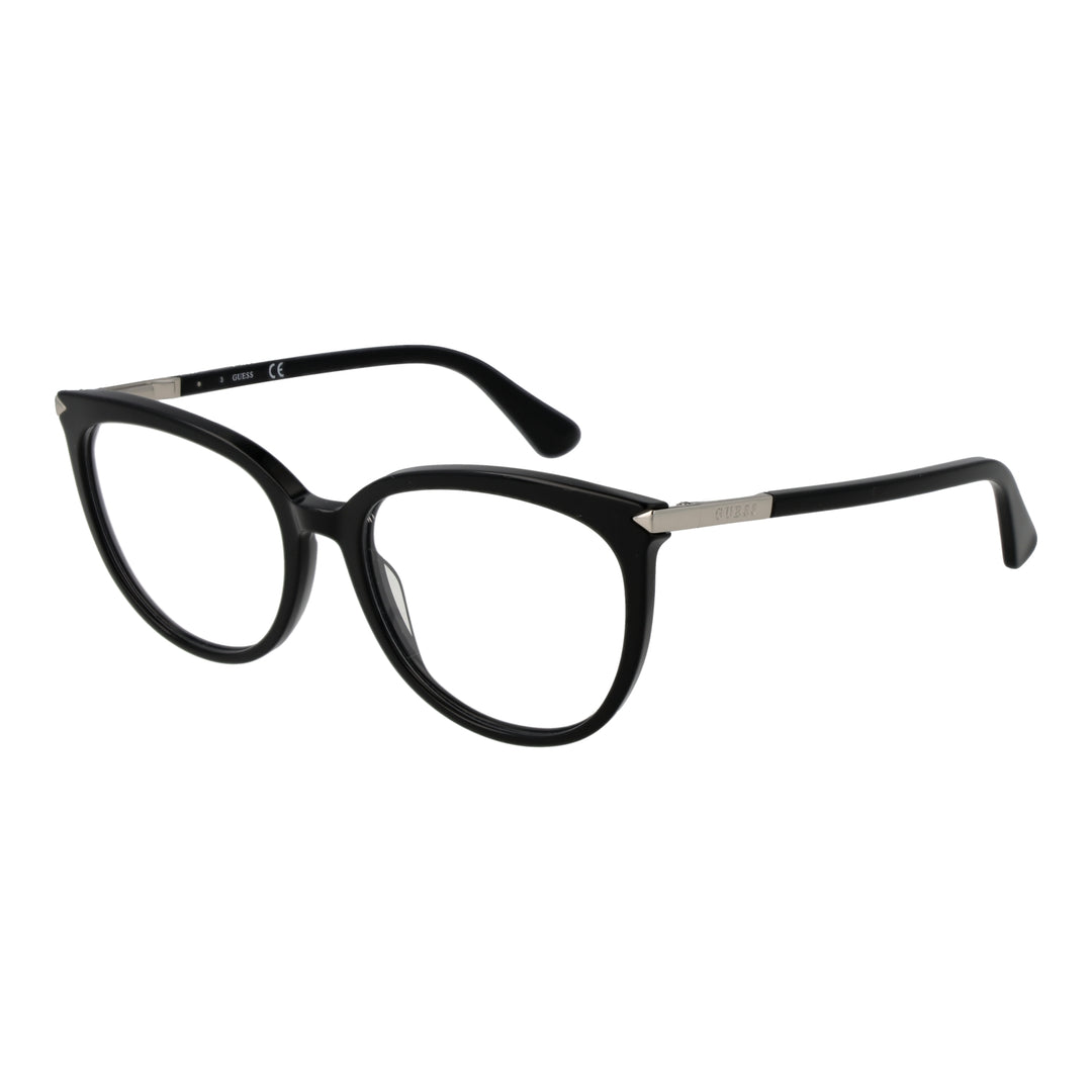 Black cat-eye eyeglasses for Women, full-rim plastic front and metal-accented temples, three-quarter view