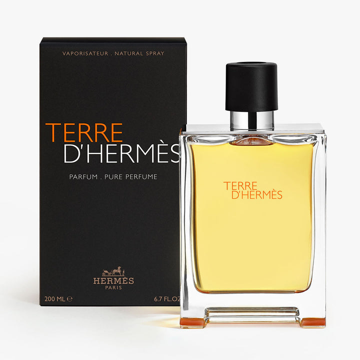 200 ml amber glass parfum bottle with orange H detail and sliding cap