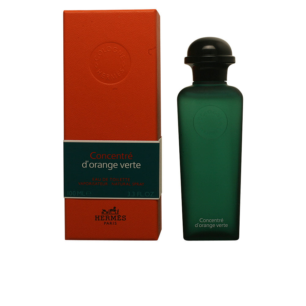 Deep green lantern-style glass bottle, orange box, 100 ml Unisex cologne