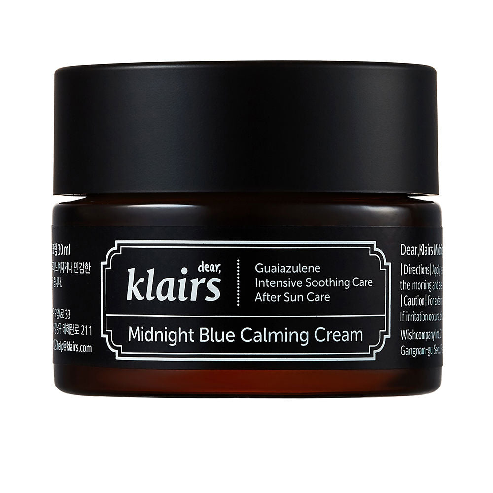 60 ml blue jar of rich night cream for calming and repair, peptides and botanical extracts