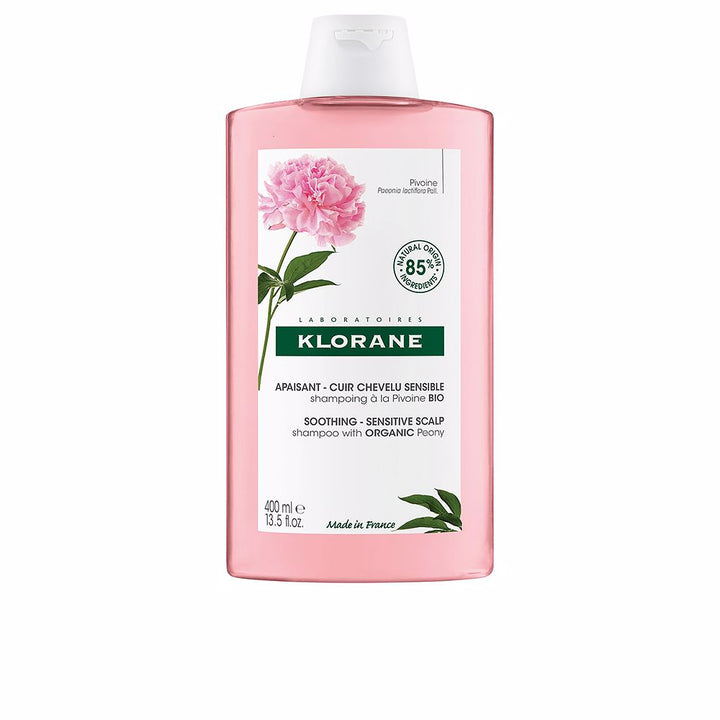 400 ml bottle of peony‑infused soothing shampoo for sensitive scalp