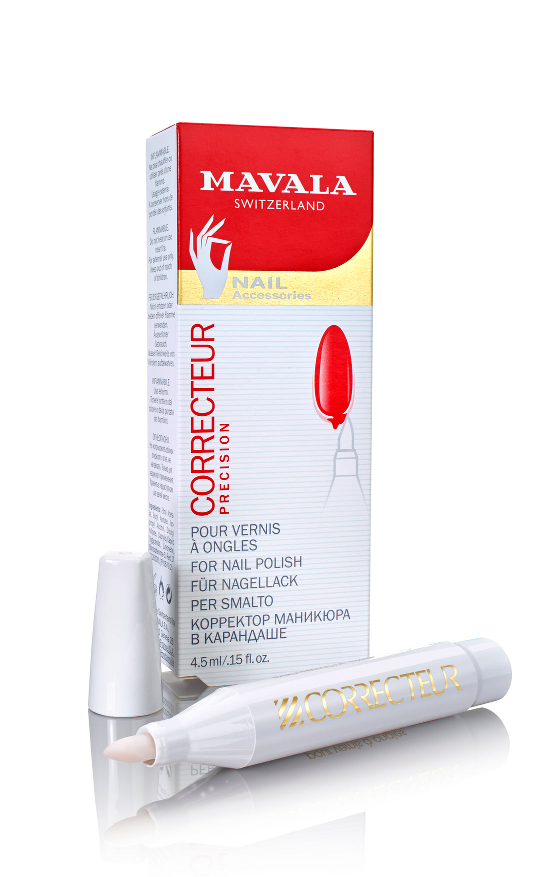 Slim felt‑tip nail polish corrector pen, 4.5 ml, non‑acetone