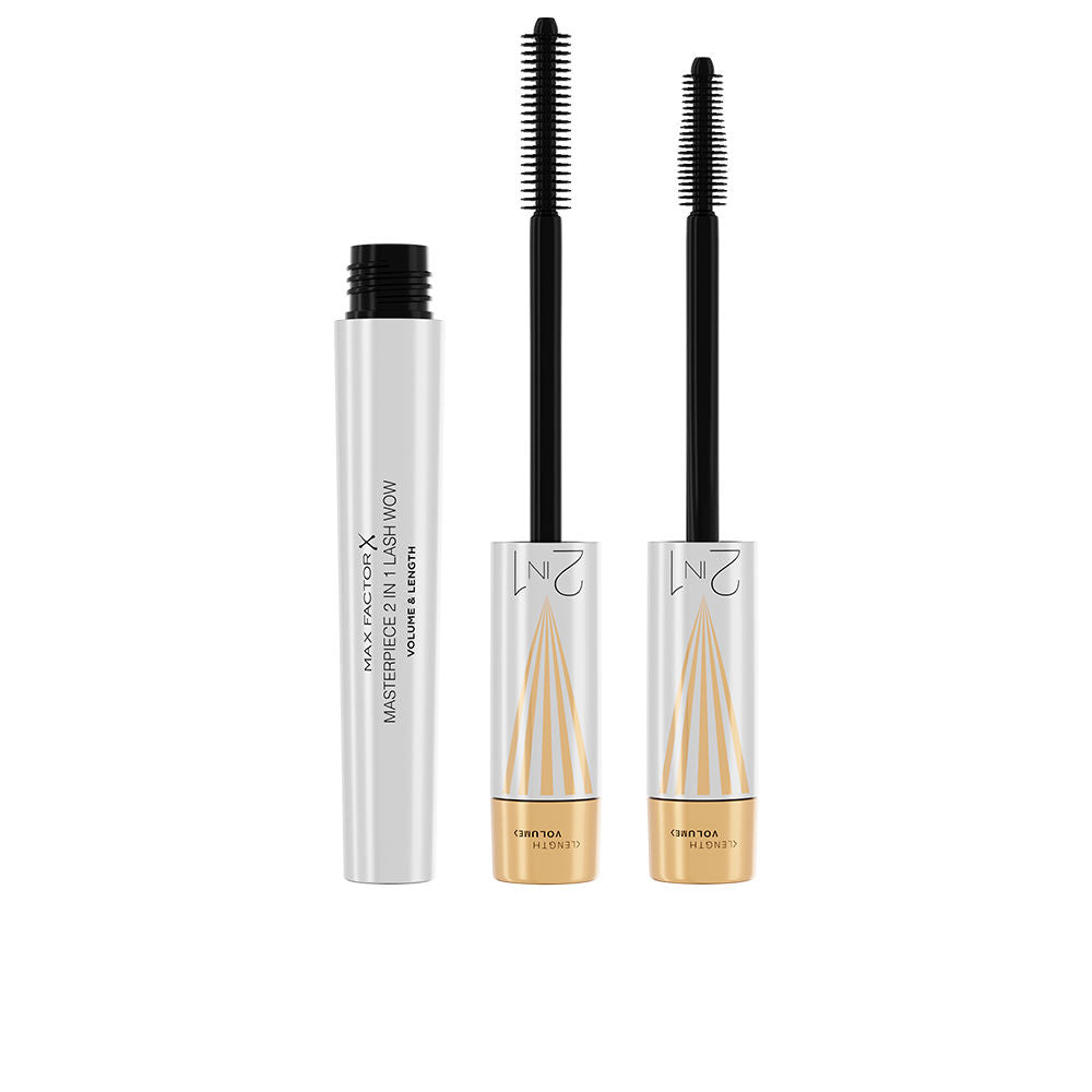 Black dual-action mascara tube with twist brush, 7 ml, midnight black
