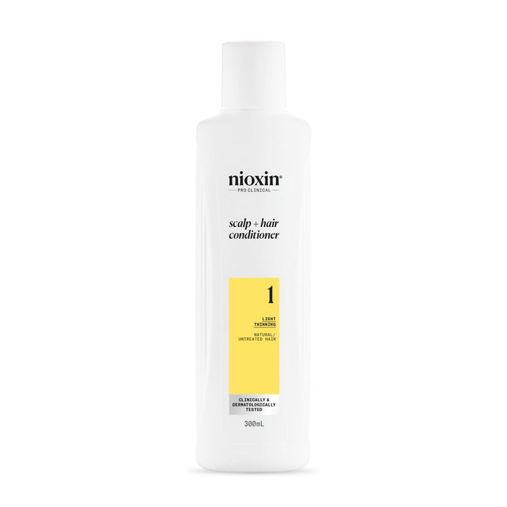 Tube of scalp conditioner, 300 ml, mint-scented formula for thinning hair
