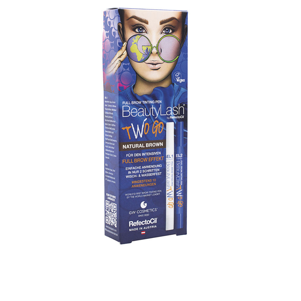Two‑step black brown brow tinting pencil kit, two pens and brush