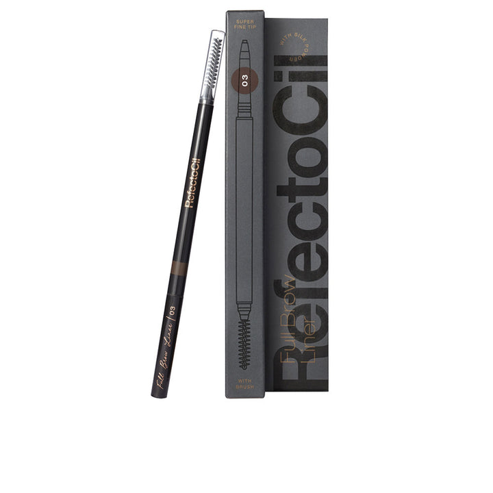 Retractable medium brown brow pencil with slim ergonomic body and cap