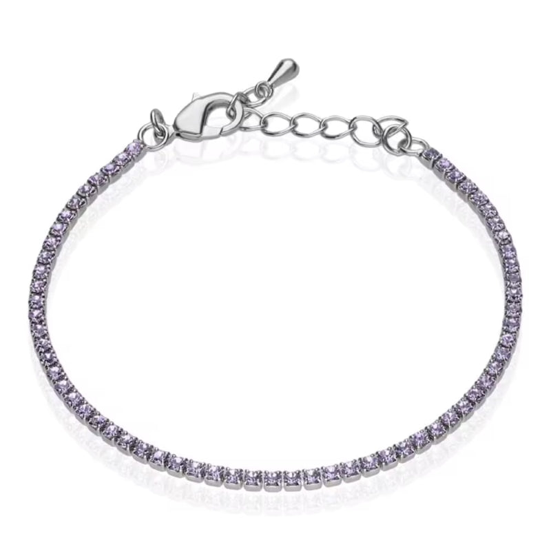 Stroili Silver Chain Bracelet: bracelet with light purple accents, adjustable chain and lobster clasp