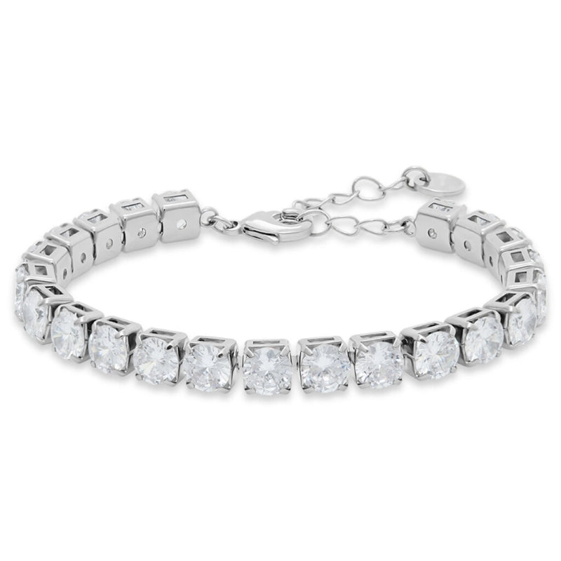 Stroili Silver Tennis Bracelet: delicate silver tennis bracelet with clear gemstones and adjustable clasp
