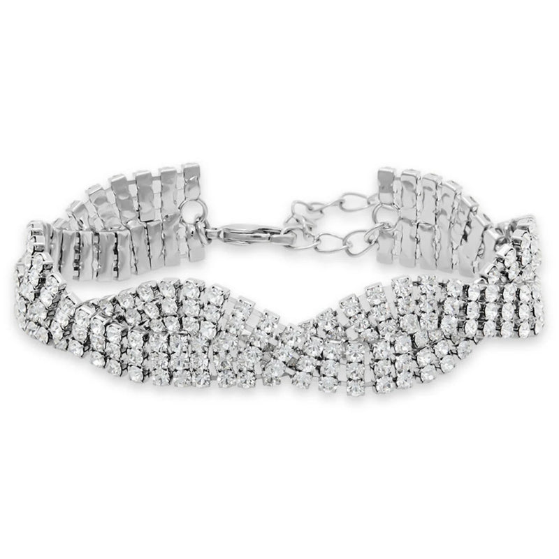 Stroili Silver Twisted Bracelet: bracelet for women with rhinestones and adjustable clasp