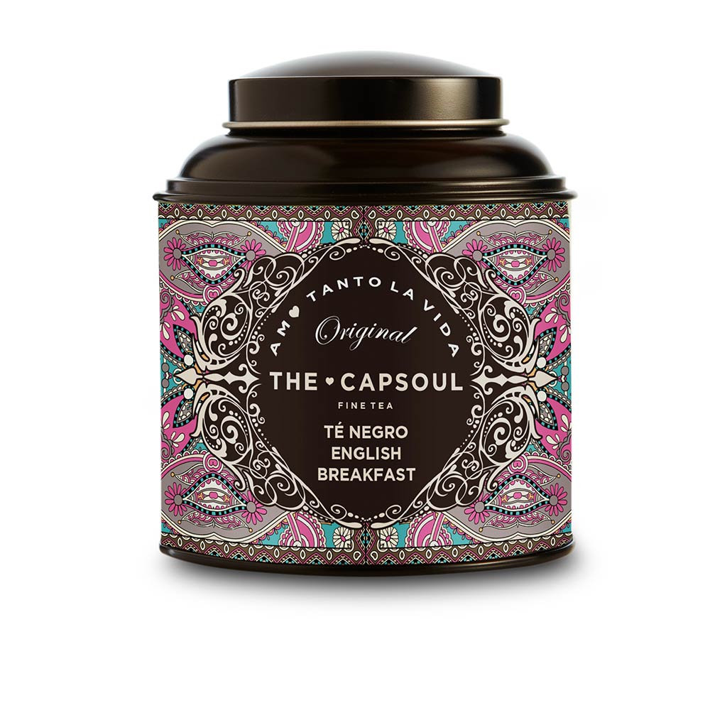 Loose-leaf English Breakfast black tea, 100 g tin for morning brewing