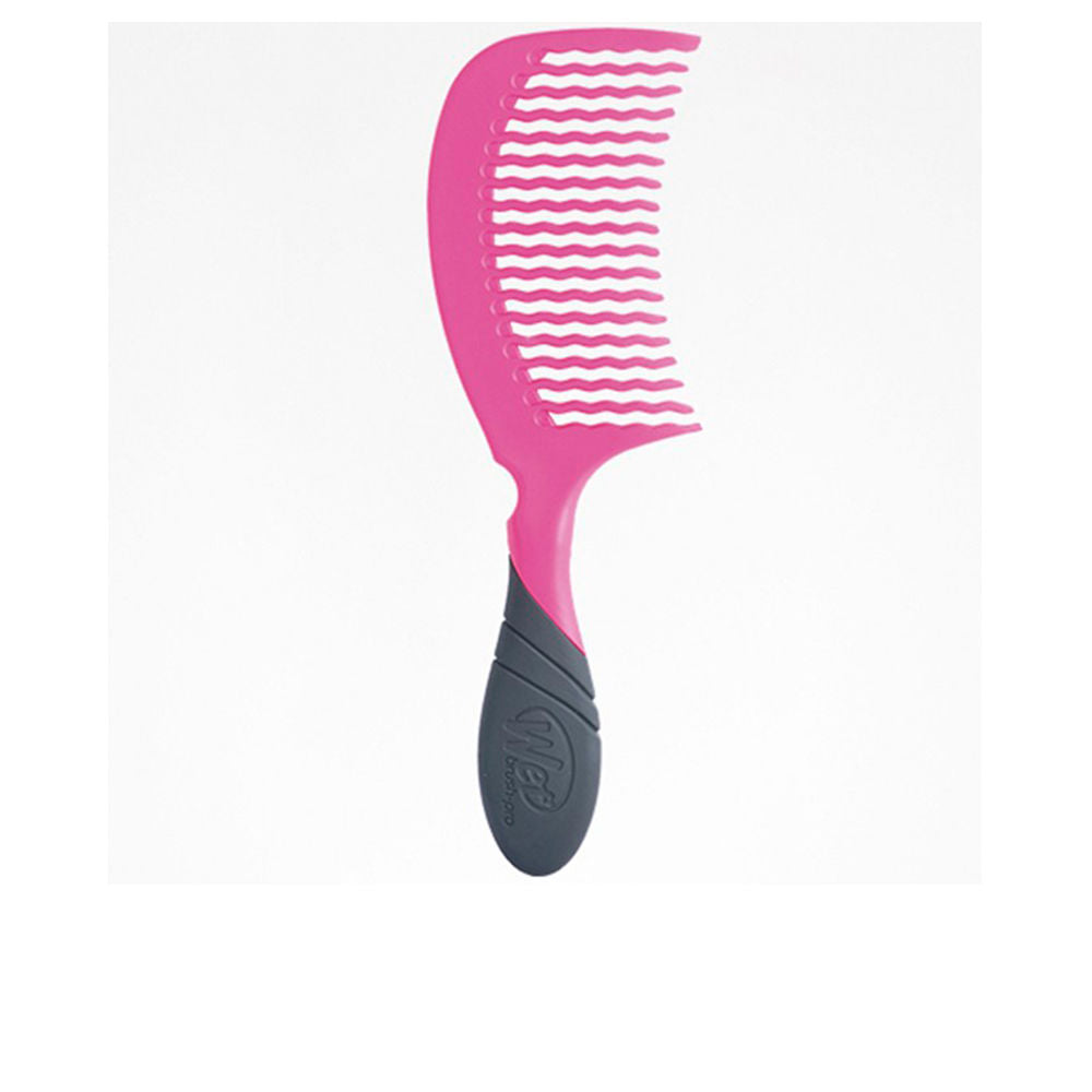 Pink professional paddle detangling comb with flexible nylon pins, wide surface